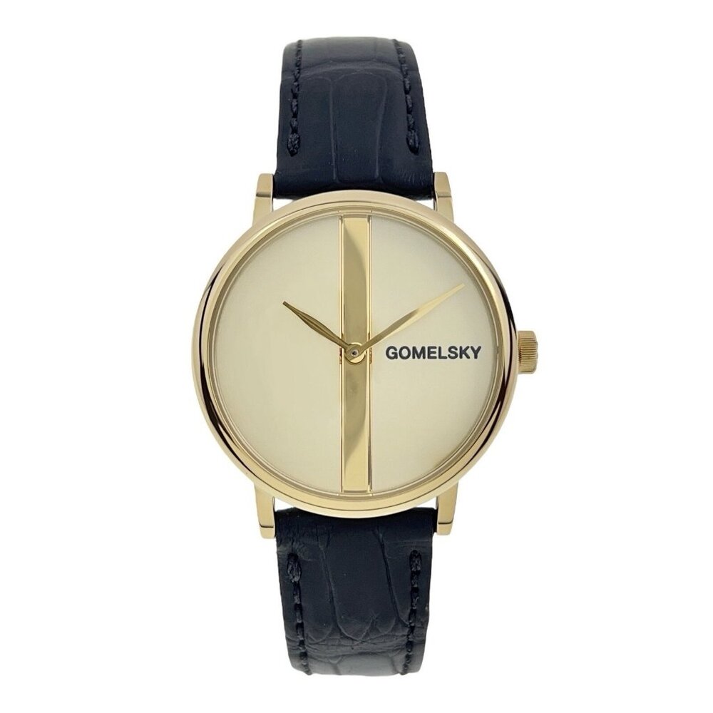 NEW Gomelsky By Shinola Agnes Varis Stripe Gold Plated Watch w/ Box MSRP $850